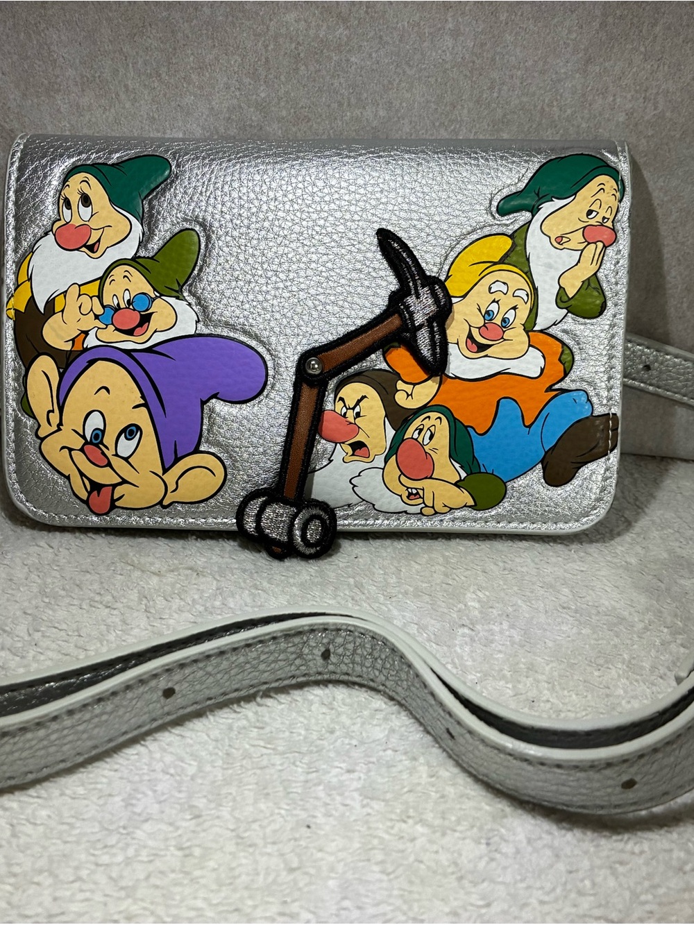 Danielle Nicole Silver Crossbody with Colorful Dwarf Character Patches